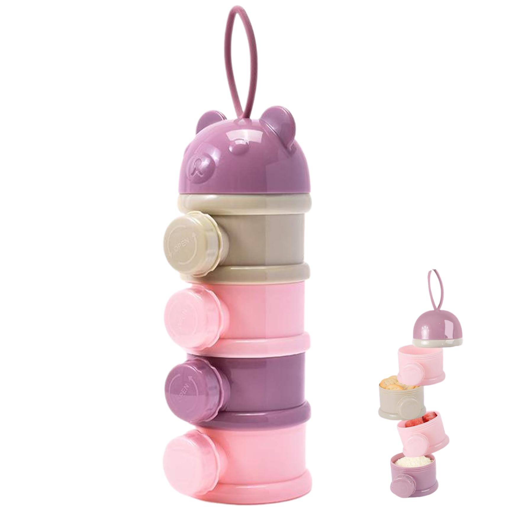Dispensador de polvo para bebés, contenedor de fórmula para bebés apilable 3x9 con 4 compartimentos, dispensador de leche de bebé de uso múltiple práctico para almacenar bocadillos, leche en polvo, m