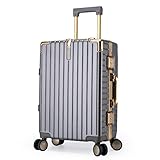 ZCSLD Maleta de Cabina Expandible Liviana Plateada de 20/26 Pulgadas, Maleta Rígida con Ruedas Silenciosas y Resistente a Arañazos, Equipaje de Mano Ideal para Viajes