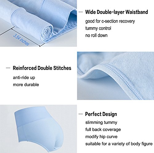 Image of Innersy Women's 5 Pack High Waist Tummy Control Solid Color Cotton Briefs Panties