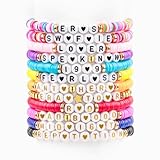 YUZHEJIE Friendship Bracelets Merch Colorful Preppy Surfer Singer Music Inspired Letter Bracelets Concert Gifts for Women Fans (12 PCS)