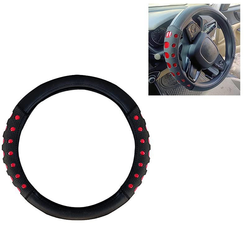 Image of Auto Pearl Ring Type Car Steering Wheel Cover, Ultimate Shine Black Red for Xcent 2018