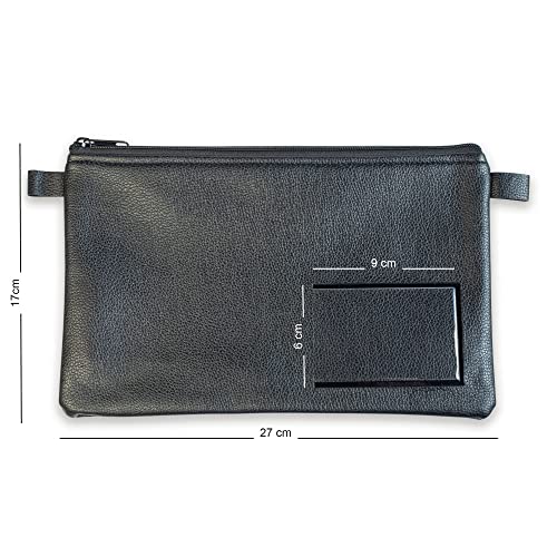 10-er Pack effektivo Banktasche mit Reißverschluss und Fenster zur Beschriftung, Kunstleder schwarz passend für Dokumente bis A5
