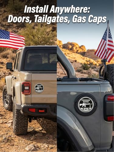 Image of 2 PCS Freedom Rated Car Emblem 4 x 4 Metal Automotive Badge 3D Metal Car Badges Emblems Round Emblem Decals Car Badge Decals Stickers Compatible with Vehicles Trucks SUV RV Decorations (Freedom)