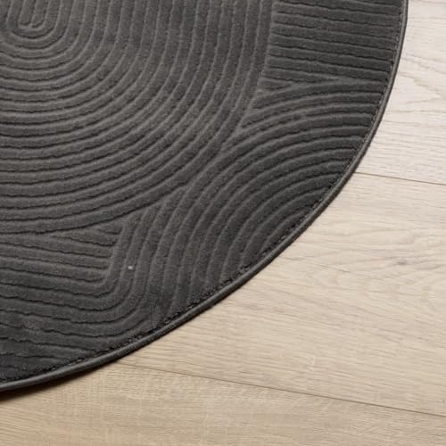 Tapis rond Ø 200 cm géométrique en polyester pour masquer un sol froid ou abîmé