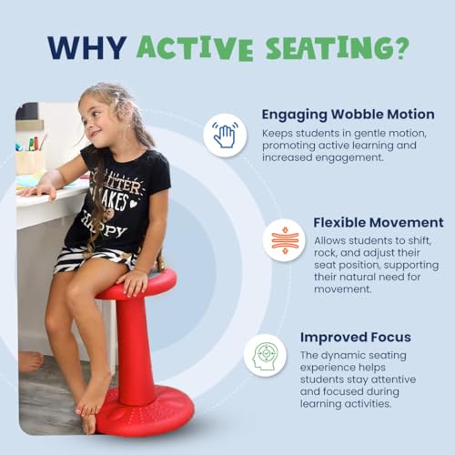 Image of Studico ActiveChairs Adjustable Wobble Stool, Flexible Classroom Seating, Improves Focus, Posture & Helps ADHD /ADD, Sensory Chair, Active Desk Chairs, Adjusts from 16.65 inch to 23.75 inch, Ages 13-18, Grey