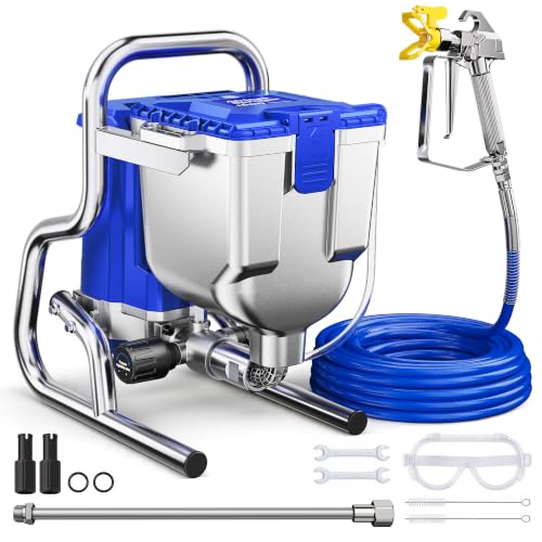 Image of Airless Paint Sprayer, 1400W High Efficiency Electric Paint Sprayer, 3300PSI Cart Thinning-Free Airless Sprayer with Extension Rod and Wheels, for Home, Yard, Garden, Commercial Use，Blue