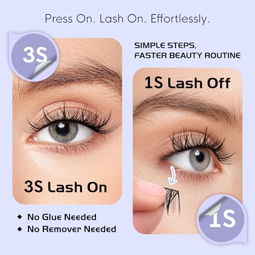 Image of Manga Self Adhesive Lash Clusters D Curl Self Adhesive Eyelashes, Anime Press on Lashes Spiky Pre Glued Eyelash Clusters with Tweezers, No Glue Needed No Remover, 10-16mm, 180pcs