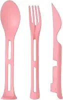 Kit De Talheres Reutilizavel Portátil Em Fibra de Bambu Rosa