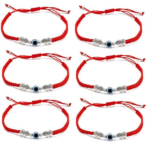kelistom 6pcs Red String Evil Eye Charm Bracelets for Women Men Teen Girls Boys Handmade Macrame Braided Kabbalah Bracelet for Protection Friendship Adjustable Cover