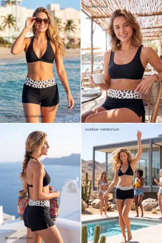 Image of Beautikini Period Swimwear Menstrual Leakproof Swim Shorts Quick Dry 3 inch High Waist Bathing Suit Bottoms for Teen Girls Women