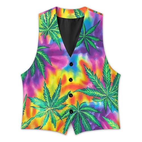 Tie-dye Weed Men's Formal Suit Vest for Business Formal Or Casual Dress Waistcoat Wedding3