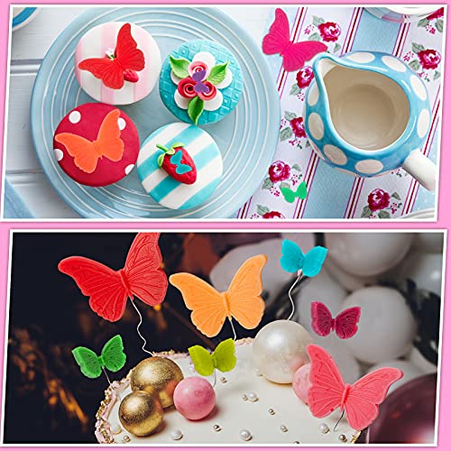 5 Pieces Butterfly Silicone Molds Mini Butterfly Fondant Cake Baking Mold Silicone Butterfly Chocolate Mold Pink Polymer Clay Molds Small Clay Molds, Non-Stick Diy Tool For Cake Decor #TOP3