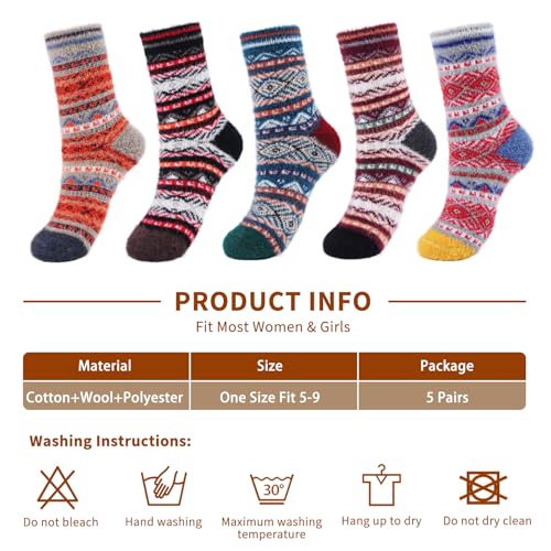 Image of SISOSOCK 5 Pairs Fuzzy Soft Cozy Comfortable Socks for Women, Casual Sleep Comfy Socks, Perfect Warm Winter Gifts for Women