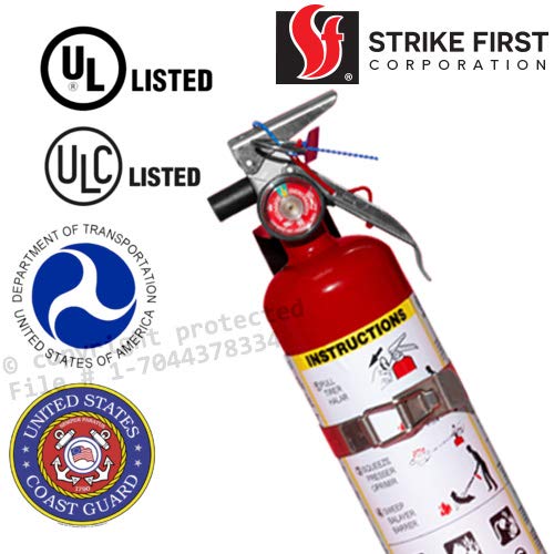 2.5Lb Fire Extinguisher ABC Dry Chemical Strike First with Vehicle Bracket, Sign and Inspection Tag