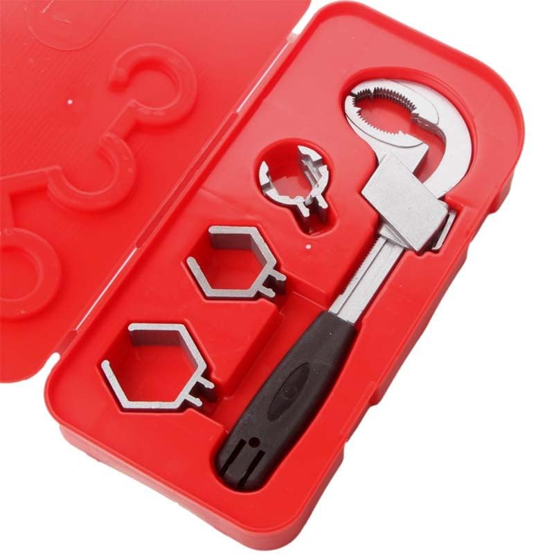 KWQKEM Plumbing Wrench Universal Adjustable Double-Ended Wrench for Sink Drain Basin Bathroom Pipe Wrench Faucet Installer Tool with Box Multifunctional Wrench for Shower Toilet Kitchen