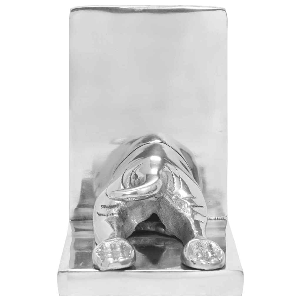 2 fermalibri in alluminio argentato, 12 x 15 x 18 cm, con intarsi decorativi, antiscivolo, pesanti, come supporto per mensole e fermalibri, per soggiorno, ufficio, cameretta dei bambini