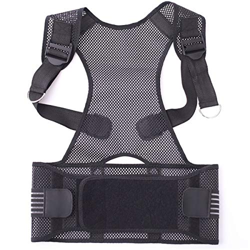 Invisible hunchback orthosis with men and women breathable front pull back back good back correction student abdomen (Color : Black, Size : L)