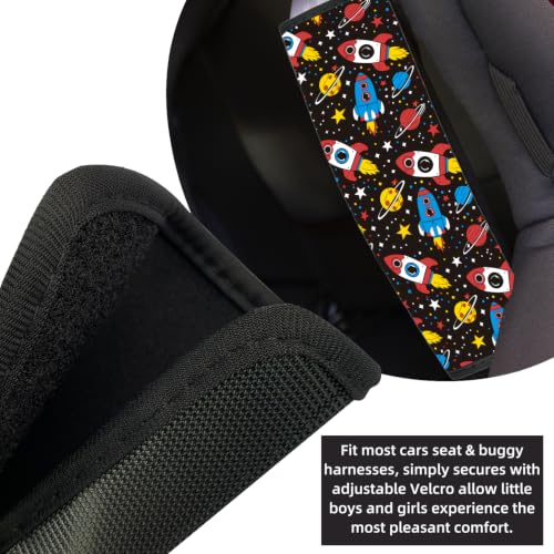 Image of Seat Belt Cover for Kids, Seat Belt Pad for Boys Girls, Car Seat Straps Shoulder Pads for Kids, Kid's Seat Belt Cushion, Shoulder Strap Pad, 1 Piece (Space Adventure)