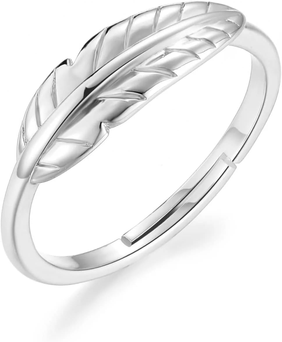 Silver Plated Adjustable Feather Ring