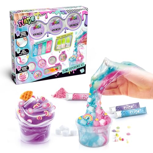 So Slime Premium Slime Experience | DIY kit with Clear Butter & Glossy Slime Set with Dyes Scents & Decorations | Make & Customise Your Own Slime | kids gift Age 6+