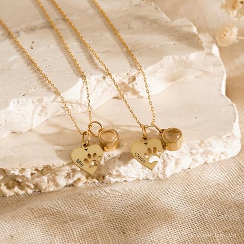 Personalized Cute Dog Cat Paw Name Necklace Forever Love Custom Heart Pendant Pet Name Necklace Gift for Pet Lovers4