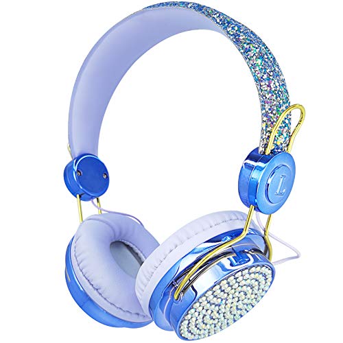 Kids Headphones Wireless Headphones with Adjustable Headband, Over On Ear Headset for Girls Boys Online School Home Learning Gaming (Blue-Wireless Headphones)