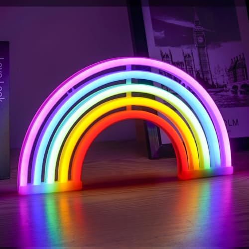 AOOTE Lampe arc en Ciel Enseigne au Néon, Enseigne Lumineuse Neon, LED Neon Sign, Neon Gaming, Décoration Murale pour Chambre d'enfants, fête de mariage, bar, Salle...