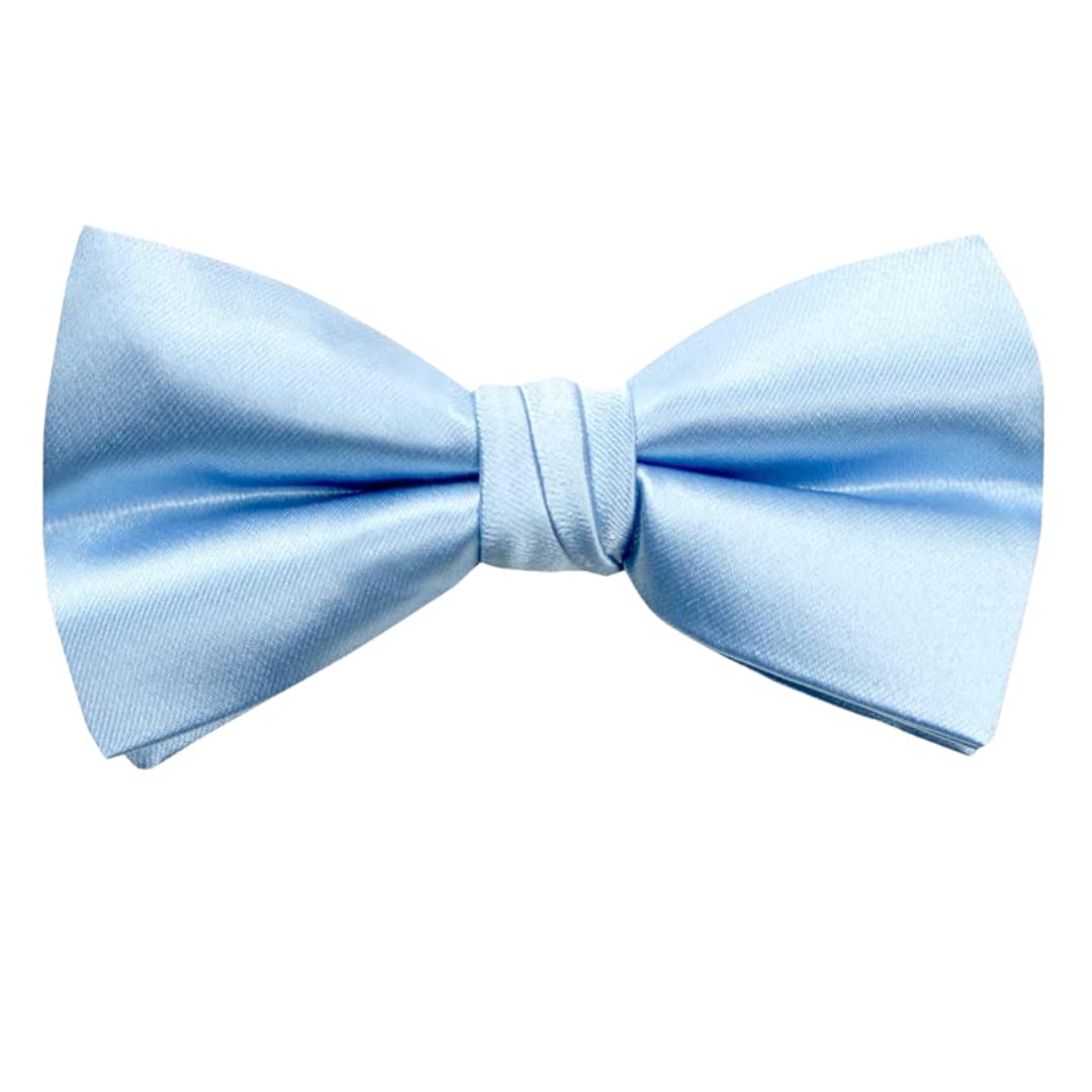 Premium Satin Bow Tie for Men | Adjustable Neckband for Perfect Fit | Handcrafted Bow Tie for Suits, Blazers & Tuxedo for Formal Events & Weddings (Light Blue)-image-23