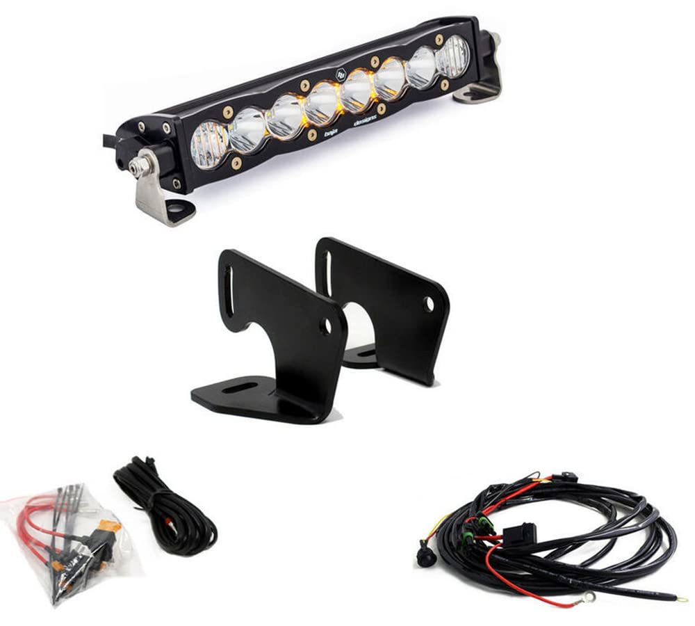 Baja Designs S8 10-inch LED Bar Hood Mount Kit for Polaris RZR XP Turbo 2020-24, RZR Turbo S 2024 UTV (Driving/Combo, Clear)