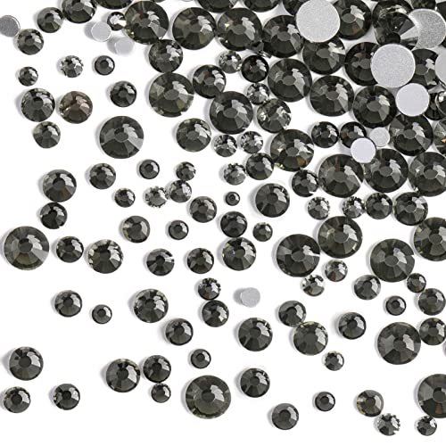 Image of Beadsland Rhinestones for Makeup,8 Sizes 2500pcs Blackdiamond Flatback Rhinestones Eye Gems for Nails Crafts with Tweezers and Wax Pencil,Blackdiamond,SS4-SS30