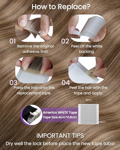 Image of LaaVoo Human Hair Tape in Extensions Balayage Light Brown to Ash Brown Hair Extensions Tape in 18 Inch 20pcs 50g