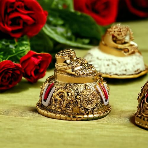 Image of S2S Gold Art India Lord Balaji Charan Paduka 24kt Gold Matte Finish 2 Inch | Vishnu Paduka with Shanku Chakra Namam for Pooja Room, Car & Gifting