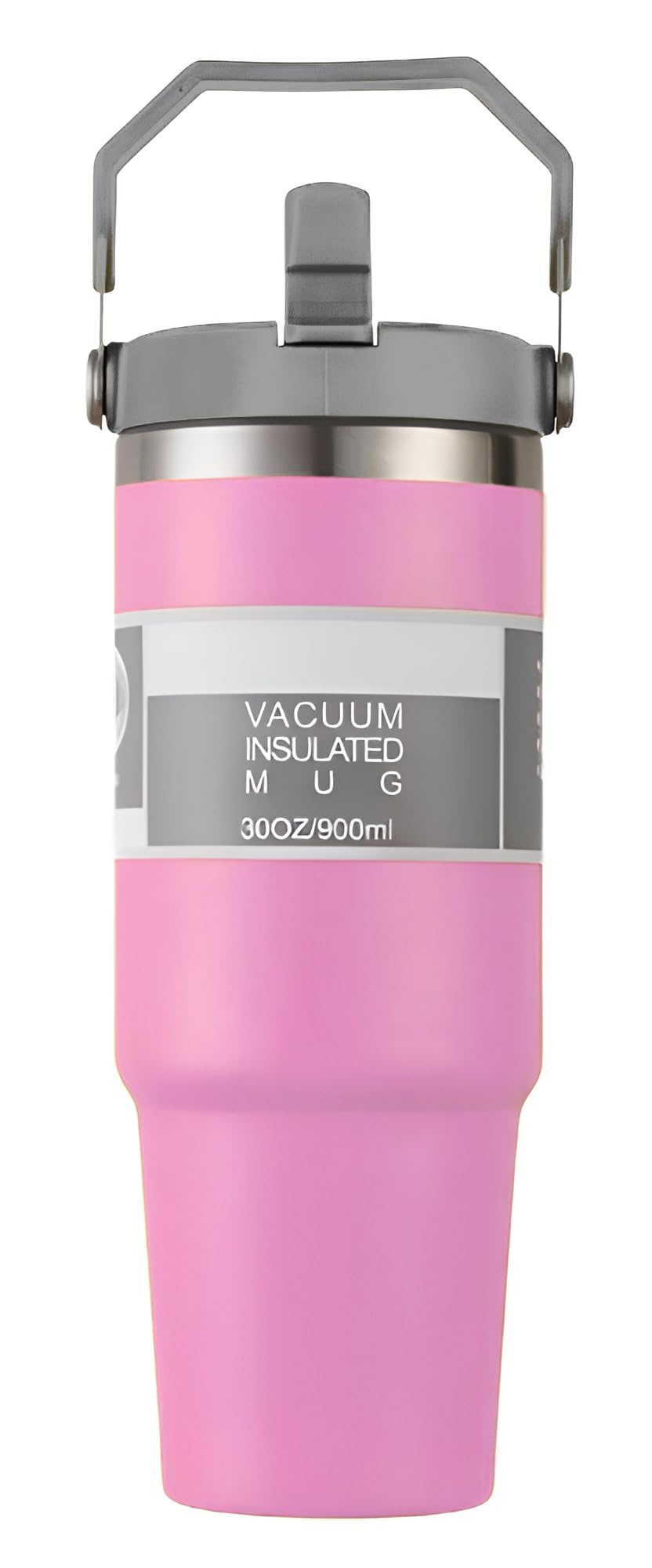 30oz stainless steel Double insulated vacuum tumblers cup with Handle and Straw Lid, Leakproof Tumbler, water bottle with flip straw, Tumbler Lid Straw, Stainless Steel (pink)