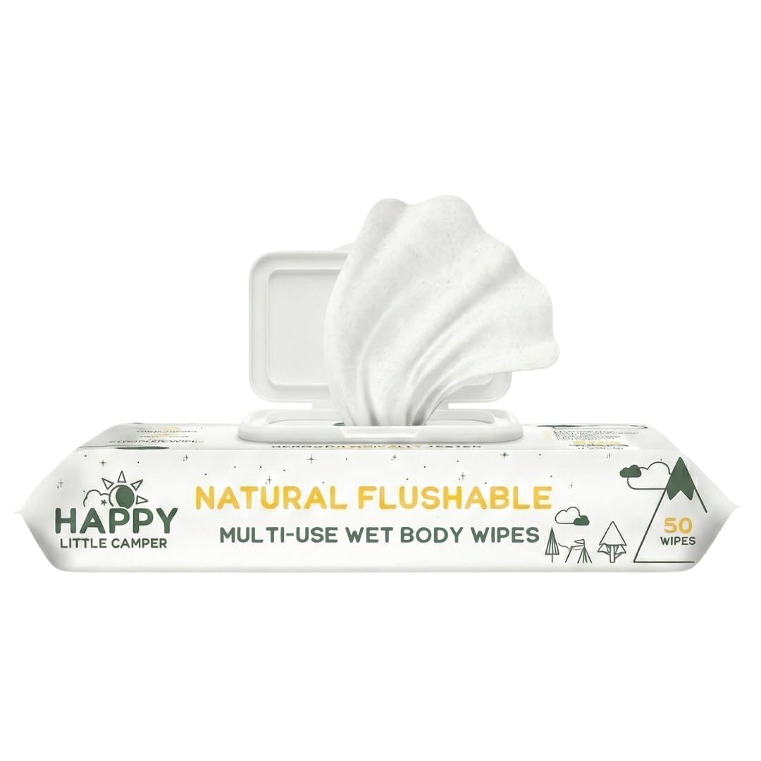 Happy Little Camper Flushable Multi-Use Wipes for Outdoors Travel Septic Sewer Safe Biodegradable Flushable Wet Wipes for Camping