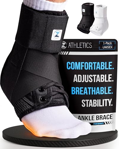 Z ATHLETICS Ankle Brace for Women & Men - Lace Up Adjustable Support with Side Stabilizers for Sprained Ankle, Achilles Tendonitis Relief | Basketball, Volleyball, Running & Sports Recovery Z ATHLETICS Ankle Brace for Women & Men - Lace Up Adjustable Support with Side Stabilizers for Sprained Ankle, Achilles Tendonitis Relief | Basketball, Volleyball, Running & Sports Recovery