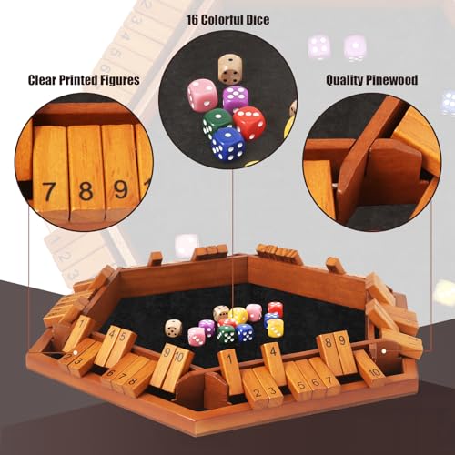 Toidgy Shut The Box juego de mesa de dados para 1 a 6 jugadores miniatura 3