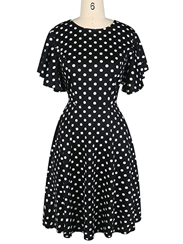 Image of oxiuly Wedding Church Vintage Cocktail Dresses with Pockets Summer Casual Floral Dress for Women Flare376