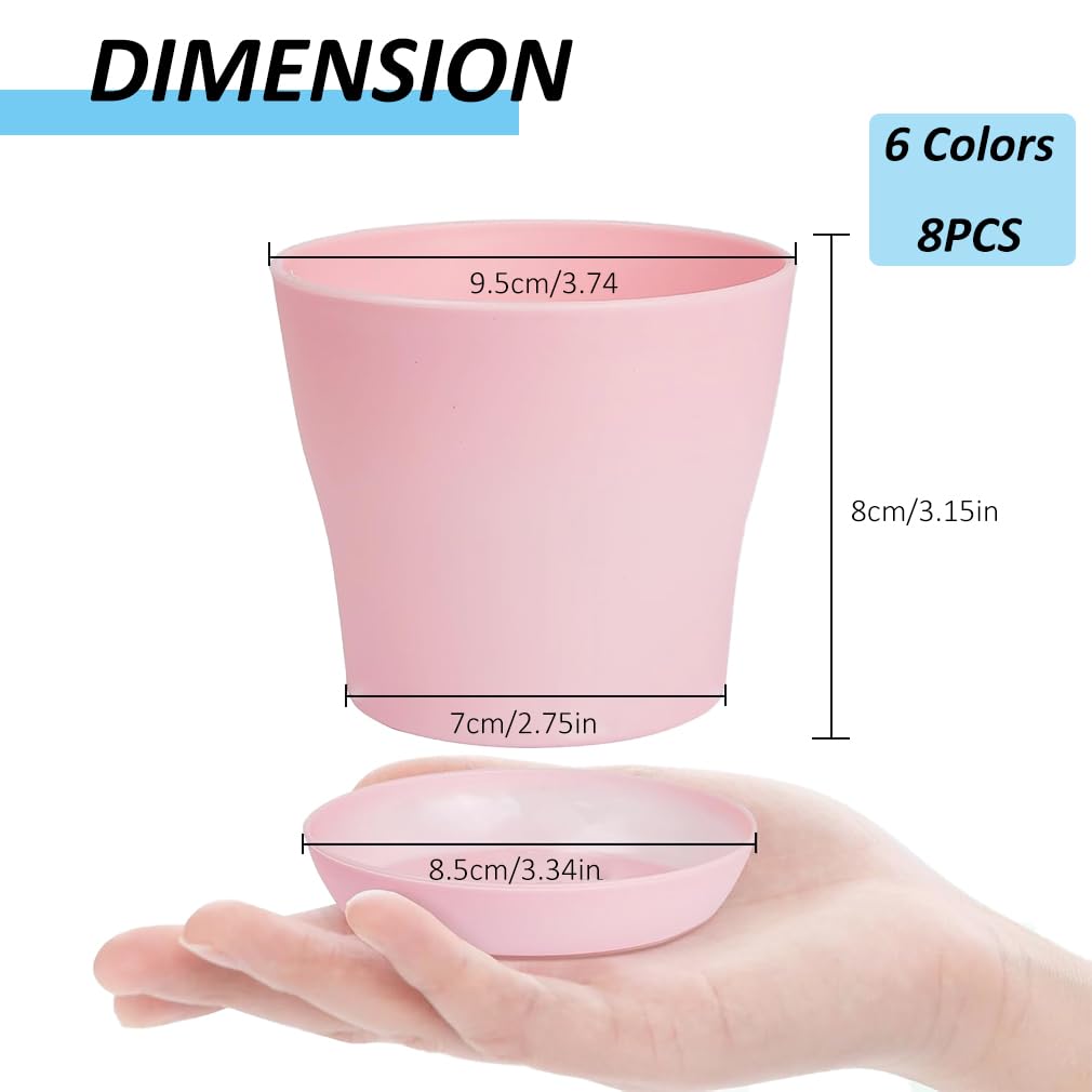 ruitao Garden Pot (Set of 8), Plastic Plant Pot, Flower Pots+ Saucer Tray Deco, Diameter 9.5 - Image 2