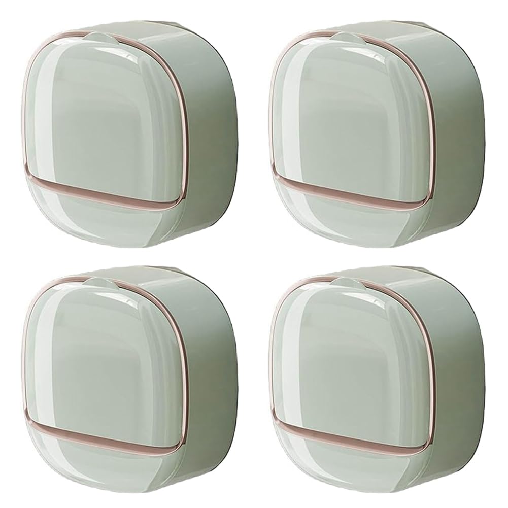 Osmond Luxury Soap Holder Soap Box with Drain Pan Soap Box with Lid Wall Mounted Drain Soap Box with Flip Lid Light Green
