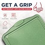 BAKKEN Kitchen Baking Pan Set - Nonstick Green Marble Coating, Carbon Steel Bakeware Sets with Green Silicone Handles, Kitchen Essentials, PFOA, PFOS, PTFE Free, Oven Safe (Up To 450° F), Set of 6 - Image 5