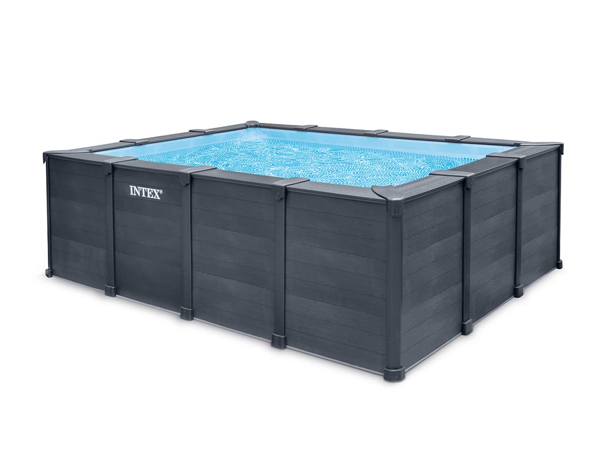 Intex - 26396GN - Kit Piscine Tubulaire rectangulaire Graphite (L) 4,​00 x (l) 3,​00 x (h) 1,​24m