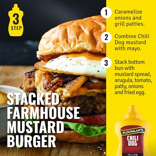 Image of Plochman's Chili Dog Mustard, 15 oz, Perfect for Hot Dogs, Burgers, Pretzels, Fries & Dipping - Smooth Chili-Flavor Condiment in Squeeze Bottle