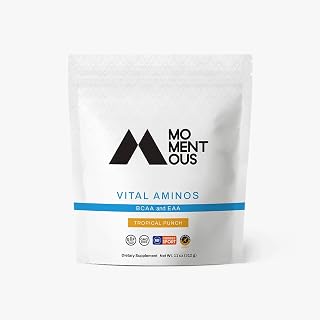 Momentous Vital Aminos Powder Supplement, BCAA & EAA, Tropical Punch, 30 Servings