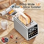 2 Slice Toaster Touch Screen 1.5" Wide Slot, Stainless Steel Digital Toaster for 5 Bread Types/6 Shade Settings/Single Slot Toasting/Memory Function/Defrost/Reheat - Image 5