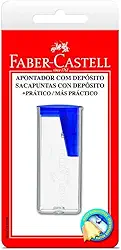 Apontador com Deposito Plástico, Faber-Castell, SM/060124ZF, Cores Sortidas,Multicor