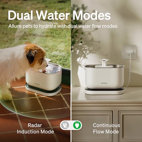 Image of PETLIBRO Cat Water Fountain, Cordless Pet Water Fountain Battery Operated, 2.5L /84oz Dockstream Water Fountains for Cats Indoor, Cat Fountain with Stainless Steel Tray, Easy to Clean BPA-Free