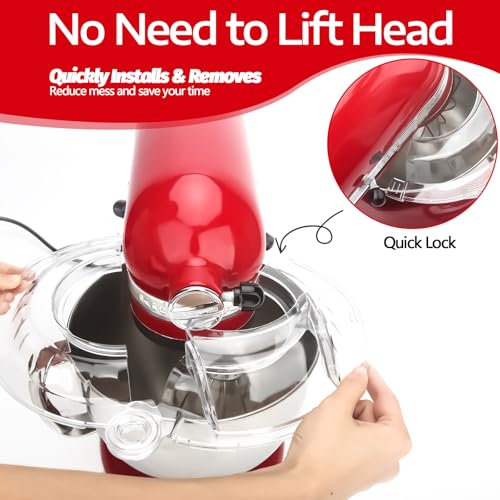 Image of Pouring Shield for KitchenAid Tilt Head 4.5-5 QT (for Stainless Steel Bowls Only), for Kitchen aid Accessories and Attachments, Fully Enclosed Foldable Lid Mixer Bowl Cover & Flour Funnel