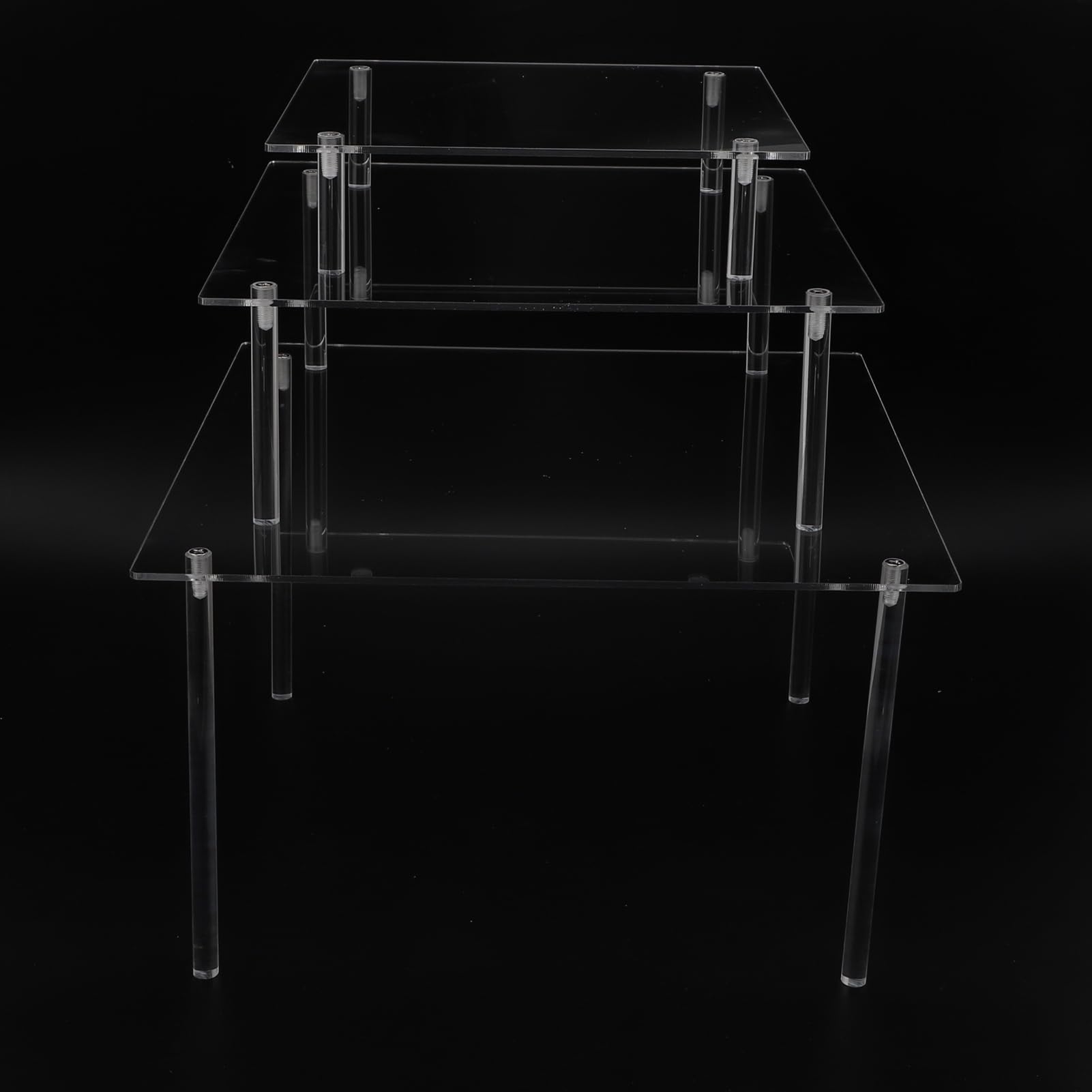 Soporte para Tartas Cuadrado de Acrílico, Juego de 3 Soportes para Tartas de Acrílico Transparente para Exhibición de Postres y Pizzas con 3 Tamaños Diferentes para Fiestas de