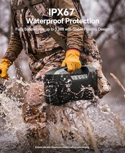 IPX7 Waterproof Outdoor Bluetooth Speaker, Wireless, 60W Power, 32H Playtime, Floating Design, Deep Bass & Loud Stereo Sound, Portable with Handle, Rugged for Pool, Beach, Kayaking, Hiking, Black - Image 4