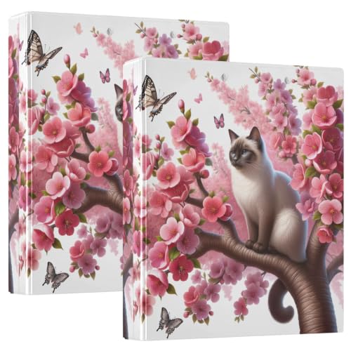 Classeur 3 anneaux rose chat pour organiser les cours du collège au bureau